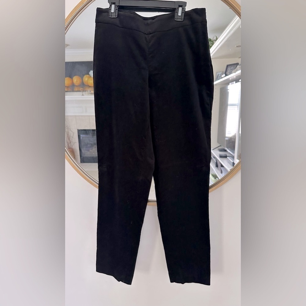 Talbots Black Velvet Cotton Stretch Blend Side Zip Flat Front Pants Size 2 Curvy
